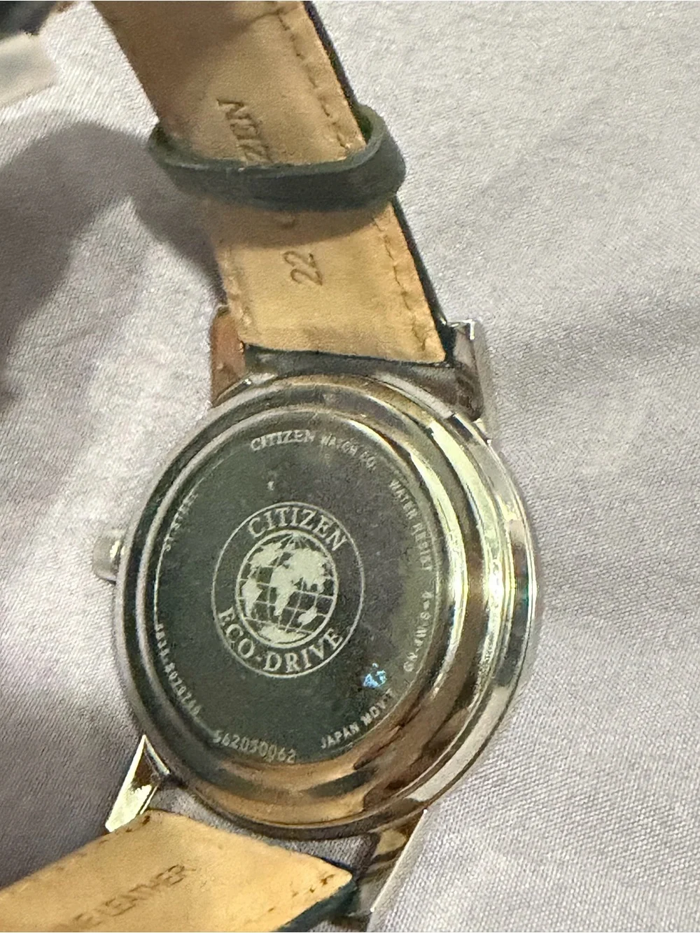 Citizen White Dial Silver Case Watch with Black Strap